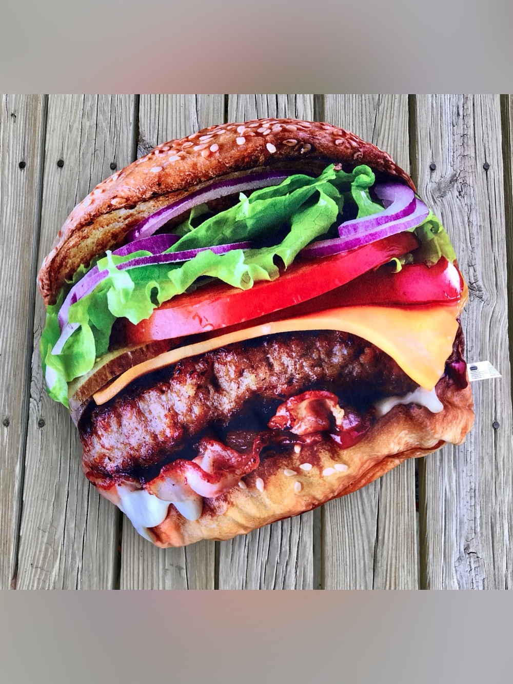 SERIOUSLY SUPER SIZED Life Like Cheeseburger Shape Print Jumbo Soft Pillow Sleep
